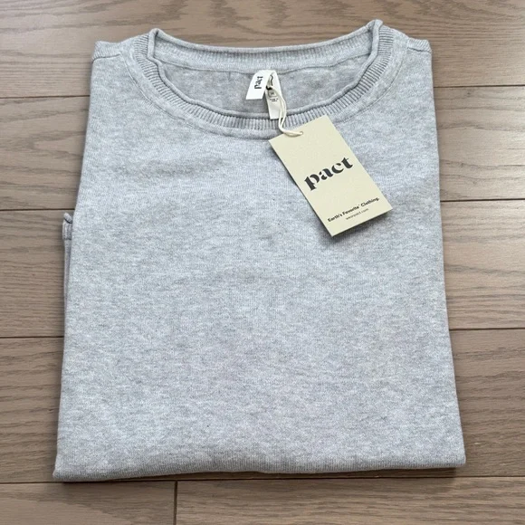 Pact Light Heather Gray Fine Knit Wide Neck Sweater - Picture 5 of 6